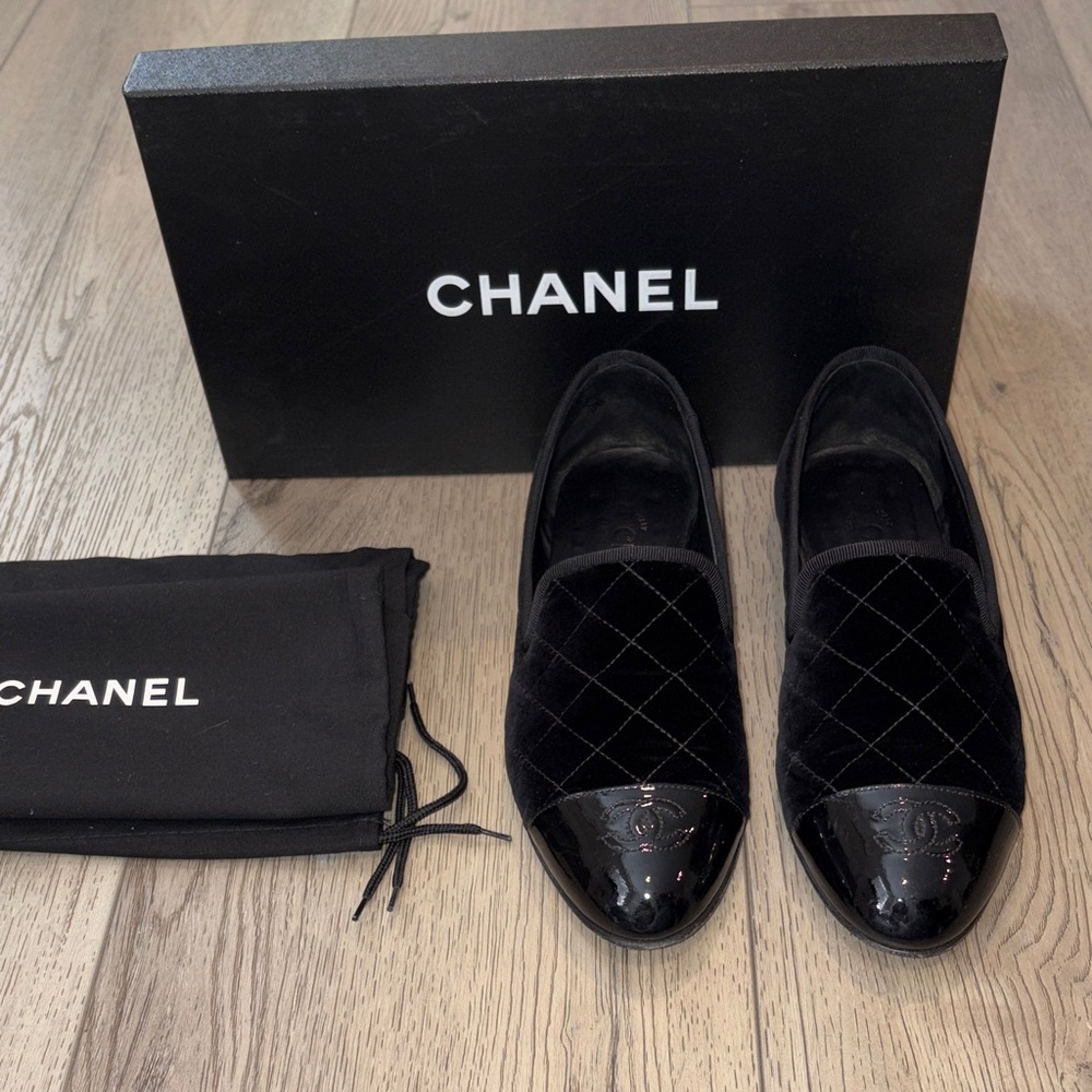CHANEL Black Quilted Loafers